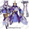 Genshin Impact Keqing Cosplay Costume Full Set