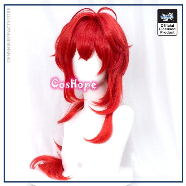 Genshin Impact Diluc Cosplay 60cm Long Red Wig Cosplay Anime Cosplay Wigs Heat Resistant Synthetic Wigs 3 - Genshin Impact Store