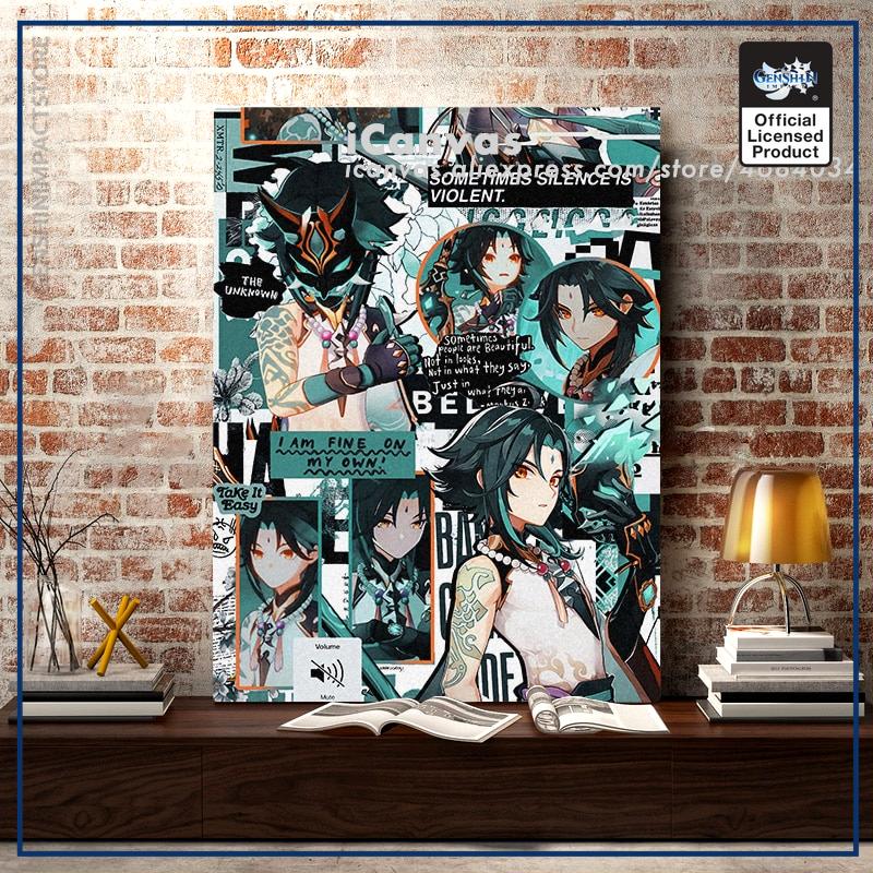 Genshin Impact Xiao Collage Canvas Bedroom Poster - Photo Collage Wall Art