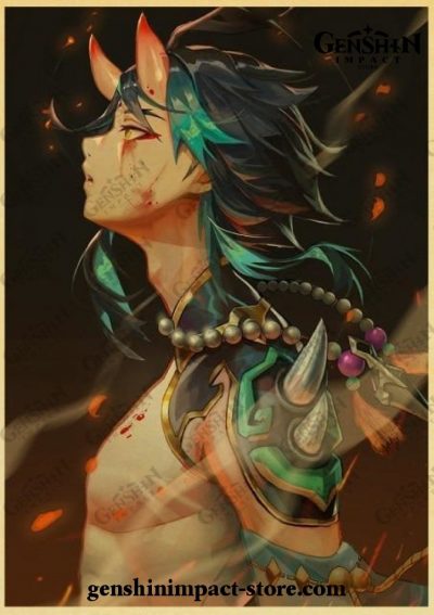 2020 Zhongli Genshin Impact Vintage Kraft Paper Poster