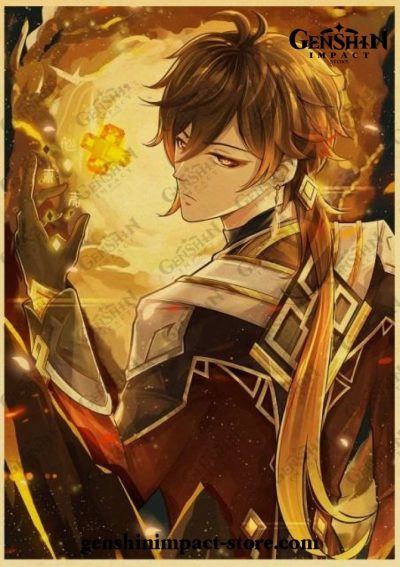 2021 Diluc Genshin Impact Vintage Kraft Paper Poster