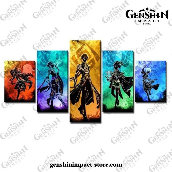 5 Pieces Fischl Genshin Impact Hero Vison Canvas Wall Art