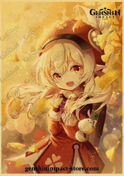 Cute Klee Genshin Impact Vintage Kraft Paper Poster