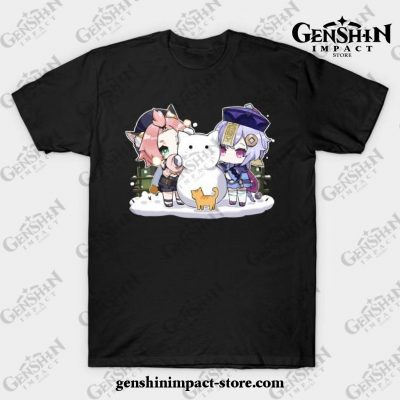 Diona And Qiqi [Genshin Impact] T-Shirt Black / S