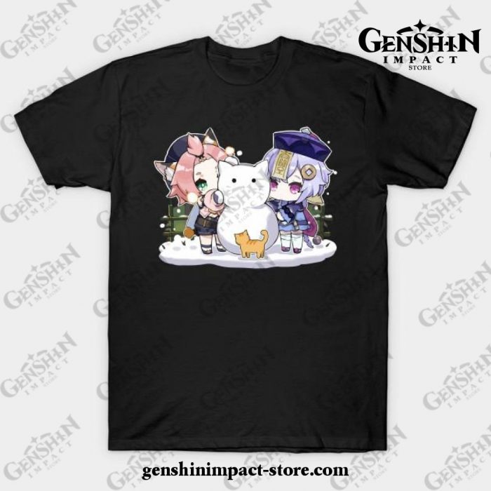 Diona And Qiqi [Genshin Impact] T-Shirt Black / S