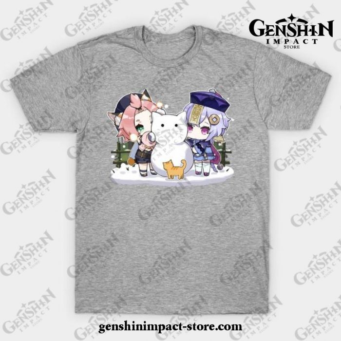 Diona And Qiqi [Genshin Impact] T-Shirt Gray / S