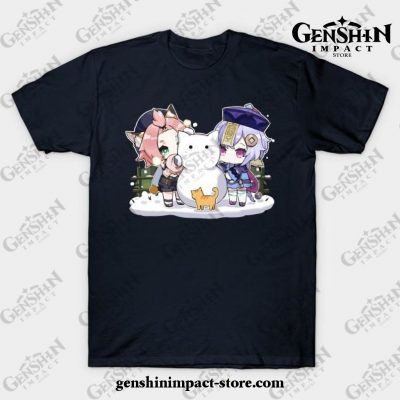Diona And Qiqi [Genshin Impact] T-Shirt Navy Blue / S