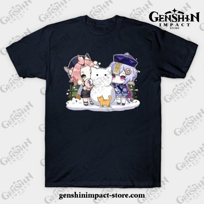 Diona And Qiqi [Genshin Impact] T-Shirt Navy Blue / S