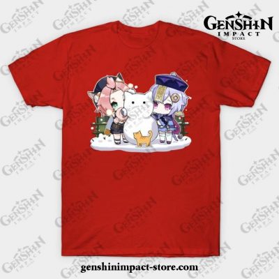 Diona And Qiqi [Genshin Impact] T-Shirt Red / S
