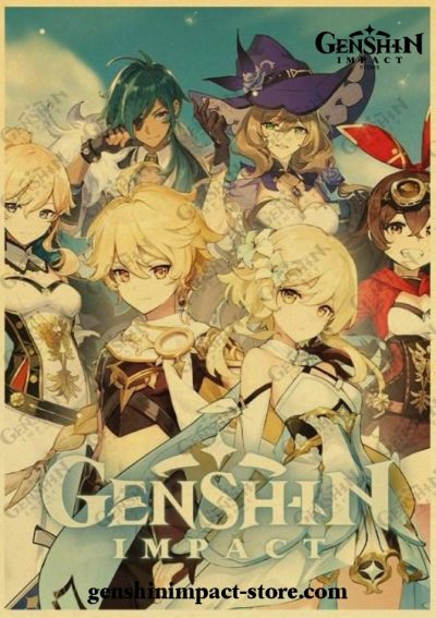 Game Genshin Impact Vintage Kraft Paper Poster