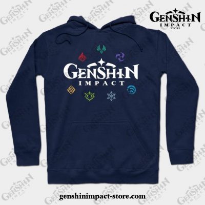 Genshin Impact Elements (Colours) Hoodie Navy Blue / S