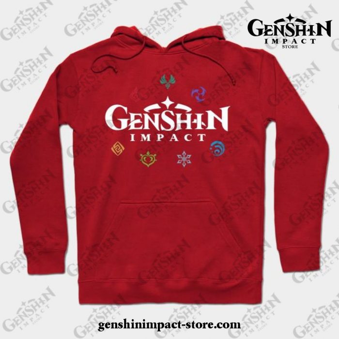 Genshin Impact Elements (Colours) Hoodie Red / S