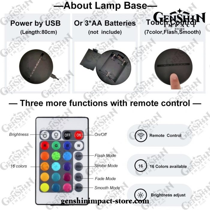 Genshin Impact Vision Figure 3D Lamp Led Rgb Night Lights