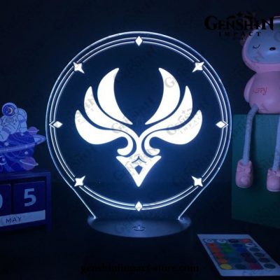 Genshin Impact Vision Figure 3D Lamp Led Rgb Night Lights Anemo / Black Base No Remote