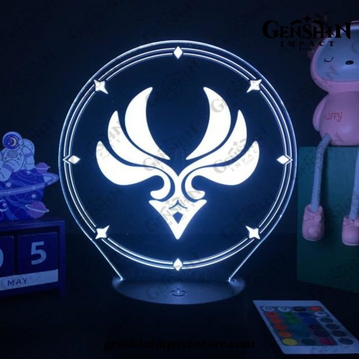 Genshin Impact Vision Figure 3D Lamp Led Rgb Night Lights Anemo / Black Base No Remote