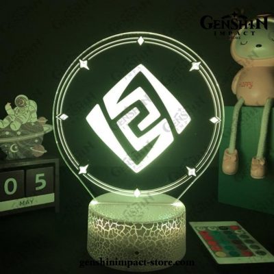 Genshin Impact Vision Figure 3D Lamp Led Rgb Night Lights Geo / Black Base No Remote