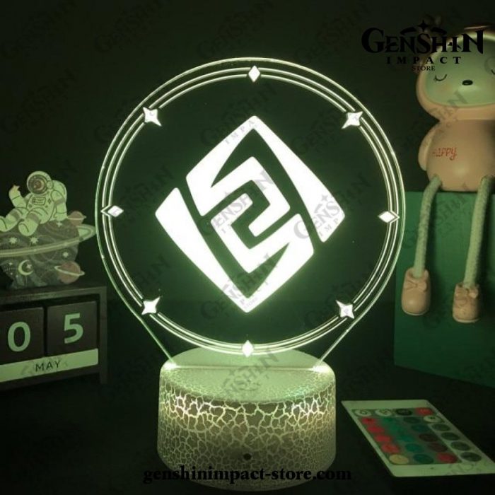 Genshin Impact Vision Figure 3D Lamp Led Rgb Night Lights Geo / Black Base No Remote