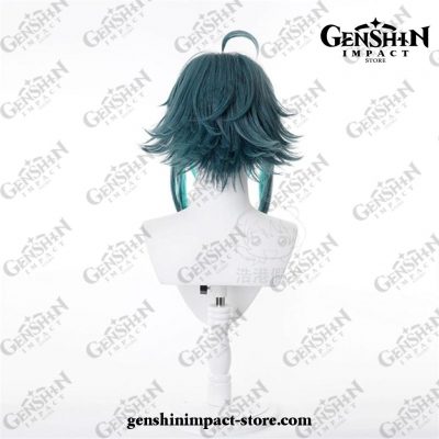 Genshin Impact Xiao Wig Mixed Dark Green Blue Short Cosplay