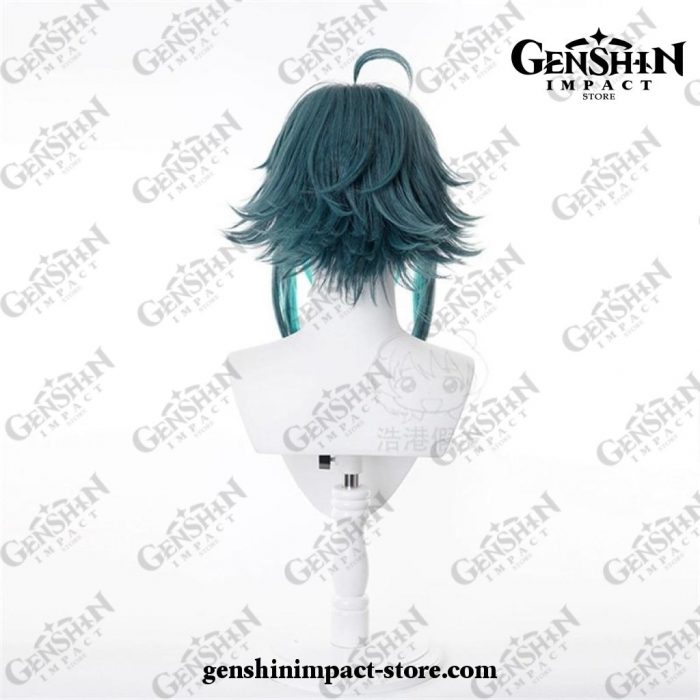 Genshin Impact Xiao Wig Mixed Dark Green Blue Short Cosplay