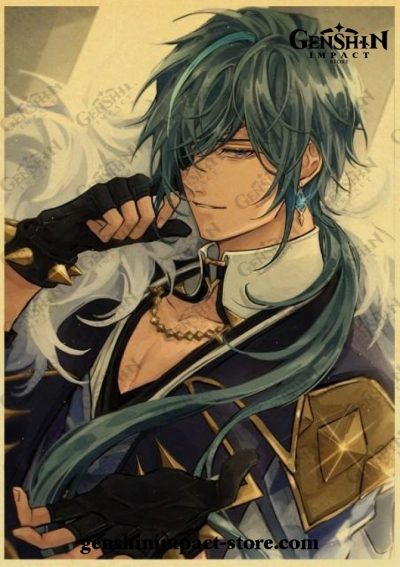 Kaeya Handsome Genshin Impact Vintage Kraft Paper Poster