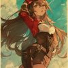 Lady Amber Genshin Impact Team Vintage Kraft Paper Poster