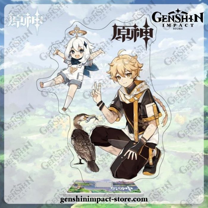 New Arrival Genshin Impact Figure Acrylic Stand Model Traveler + Pamon