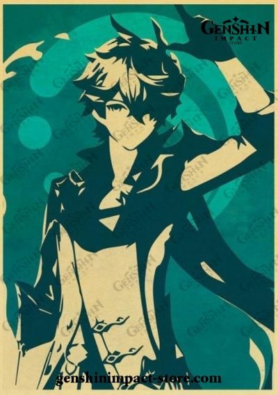 Traveler Handsome Genshin Impact Vintage Kraft Paper Poster