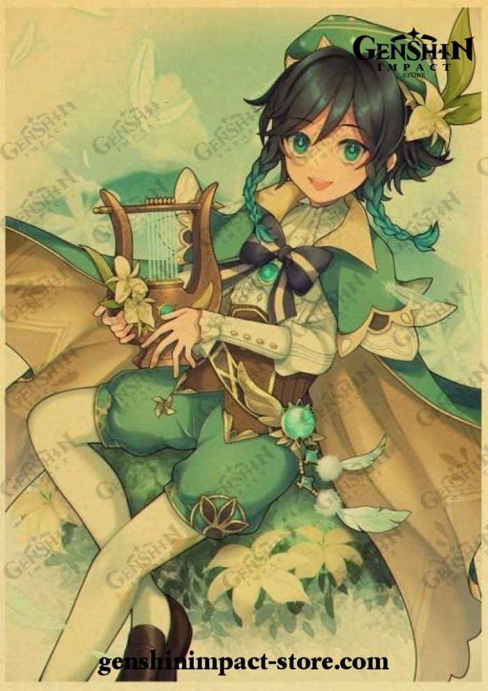 Venti Genshin Impact Vintage Kraft Paper Poster