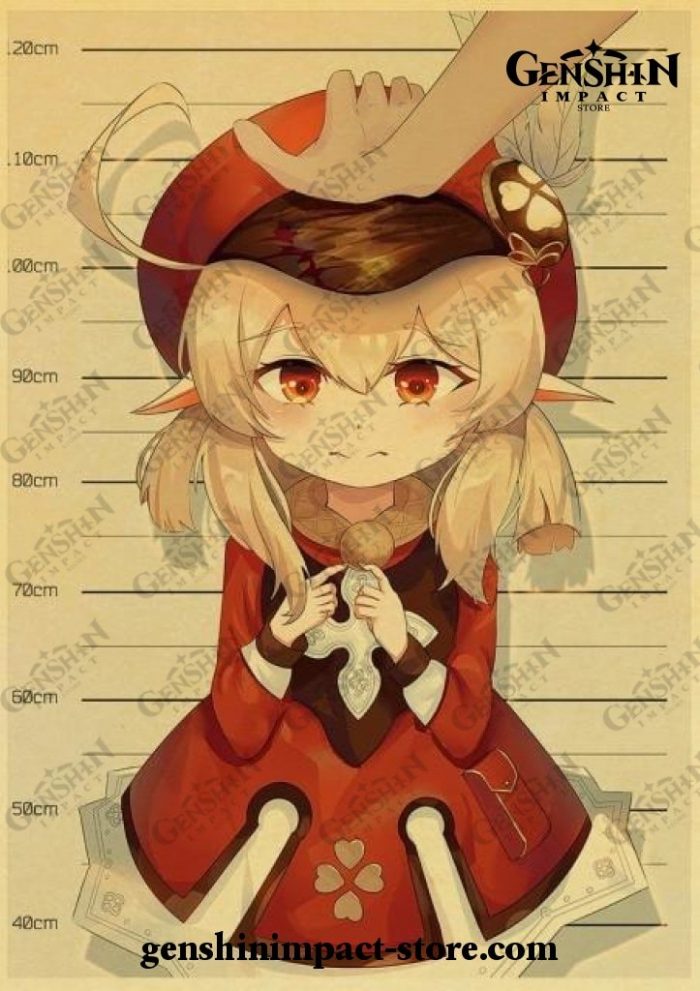 Wanted Klee Genshin Impact Vintage Kraft Paper Poster