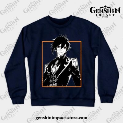Zhongli - Genshin Impact Crewneck Sweatshirt Navy Blue / S