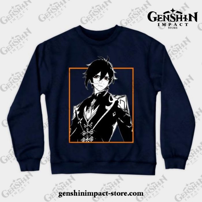 Zhongli - Genshin Impact Crewneck Sweatshirt Navy Blue / S