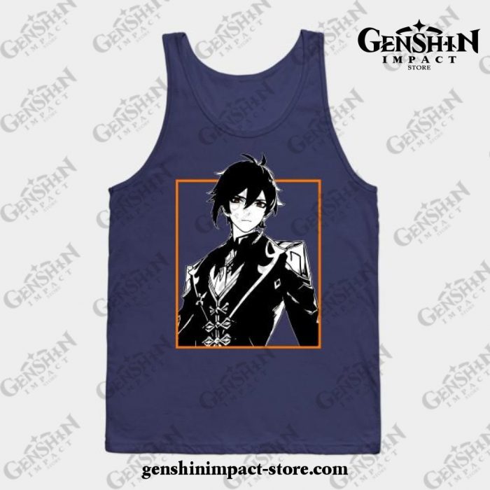 Zhongli - Genshin Impact Tank Top Navy Blue / S