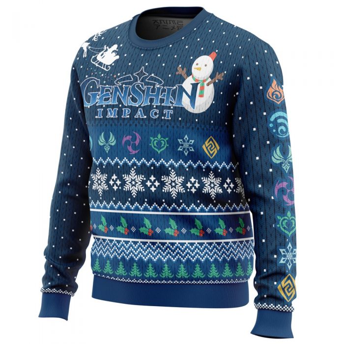 Happy Holidays Genshin Impact men sweatshirt SIDE FRONT mockup - Genshin Impact Store