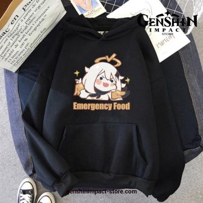 Cute Genshin Impact Emergency Food Black / Xxxl