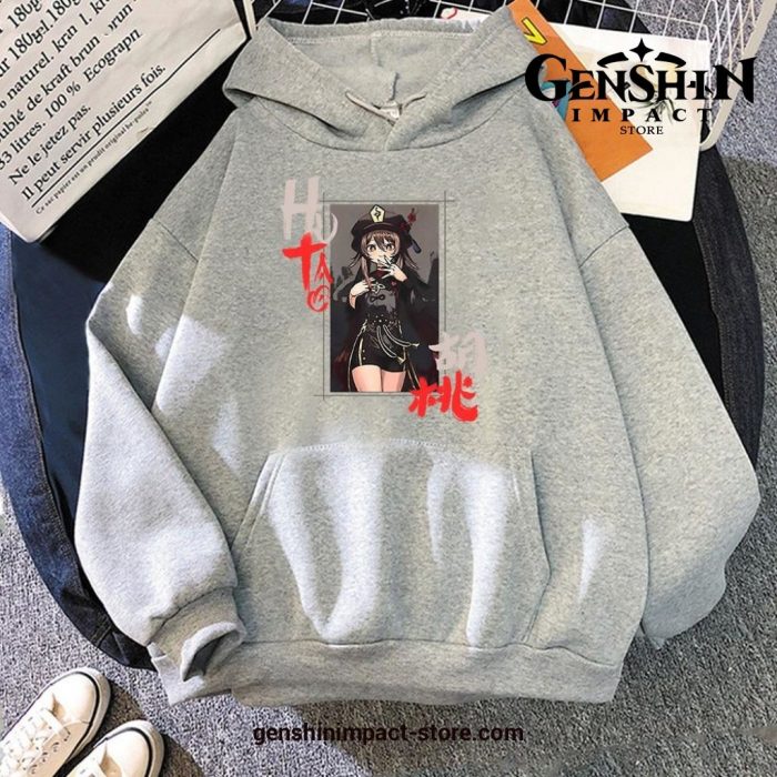 Genshin Hu Tao Pocket Hoodie Gray / Xxxl