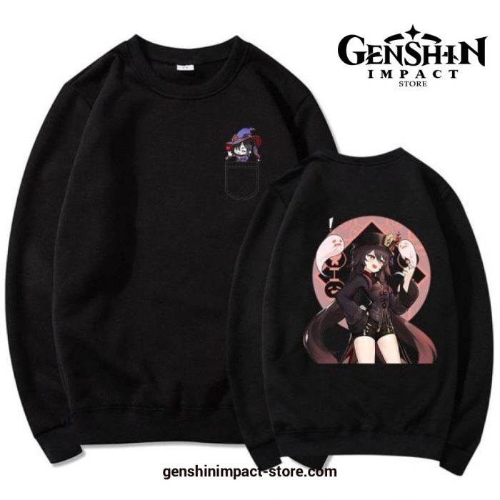 Genshin Impact Hu Tao Small Pocket Hoodies Black / Xxl