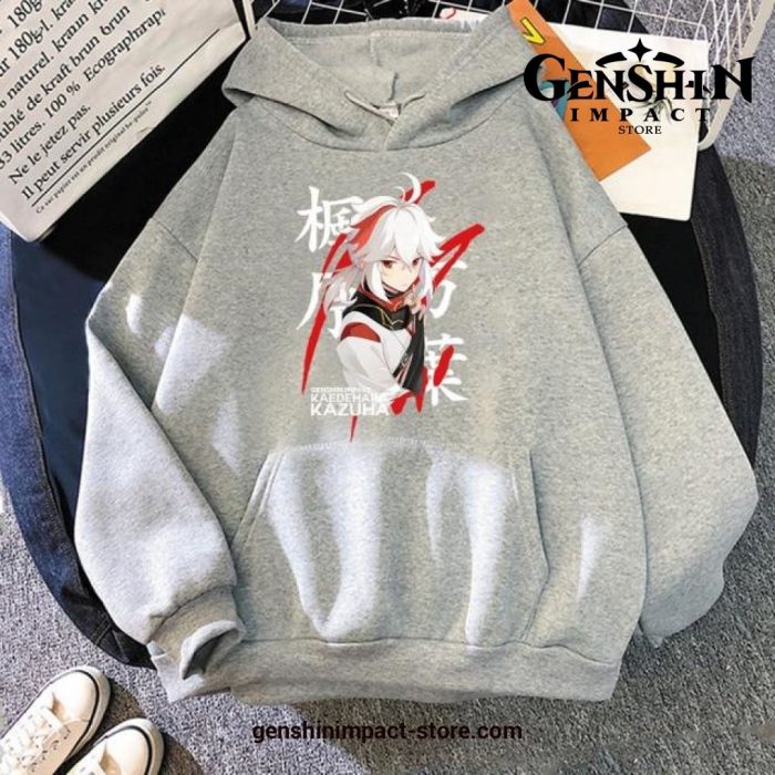 Genshin Impact Kaedehara Kazuha Hoodies Gray / Xl