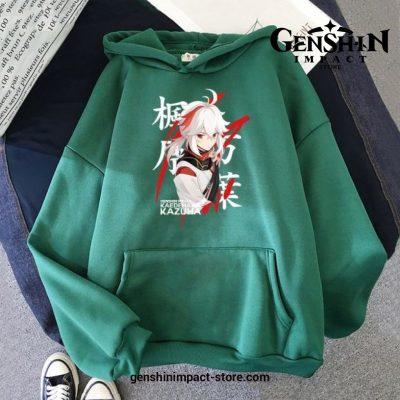 Genshin Impact Kaedehara Kazuha Hoodies Green / S