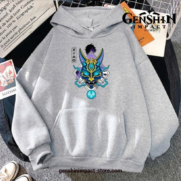 Genshin Impact Xiao Cool Print Hoodies Gray / Xl