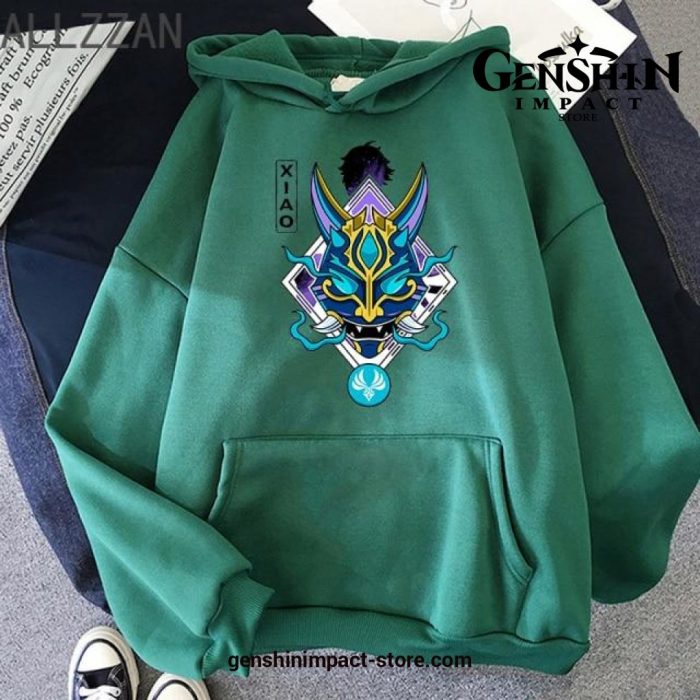 Genshin Impact Xiao Cool Print Hoodies Green / Xxxl