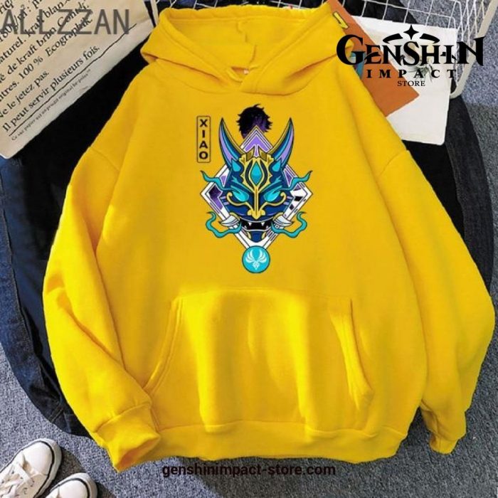 Genshin Impact Xiao Cool Print Hoodies Yellow / Xs