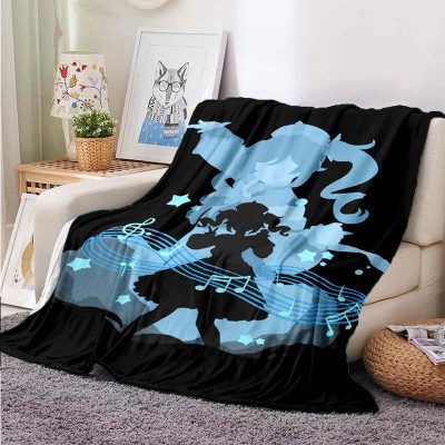 Genshin Impact 3D Blue Microfleece Blanket