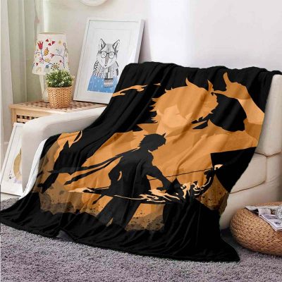 Genshin Impact 3D Orange Microfleece Blanket