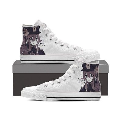 Black And White Hutao Genshin Canvas Shoes