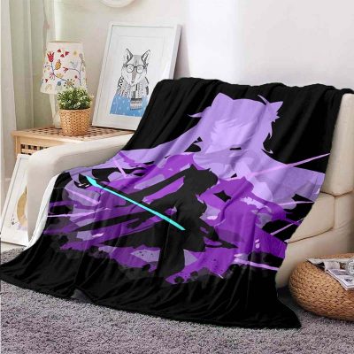 Genshin Impact 3D Violet Microfleece Blanket