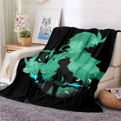 Genshin Impact 3D Green Microfleece Blanket