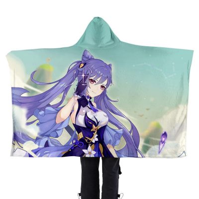 Sexy Keqing Impact Hooded Blanket