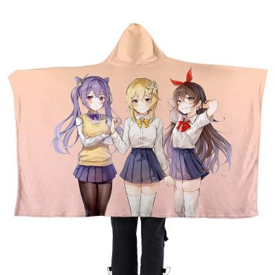 Amber Keqing lumine Impact Hooded Blanket