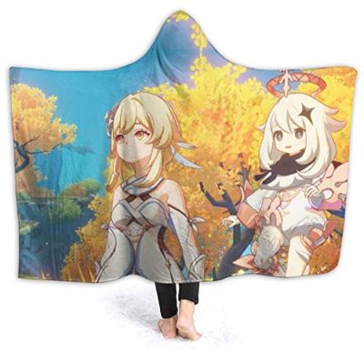 Paimon and Lumine Impact Hooded Blanket