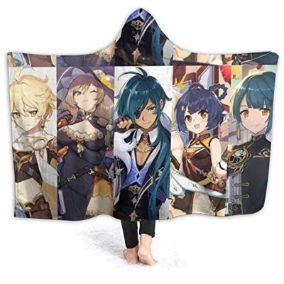 Paimon, Lisa, Keia, Deluc, Hubao Impact Hooded Blanket